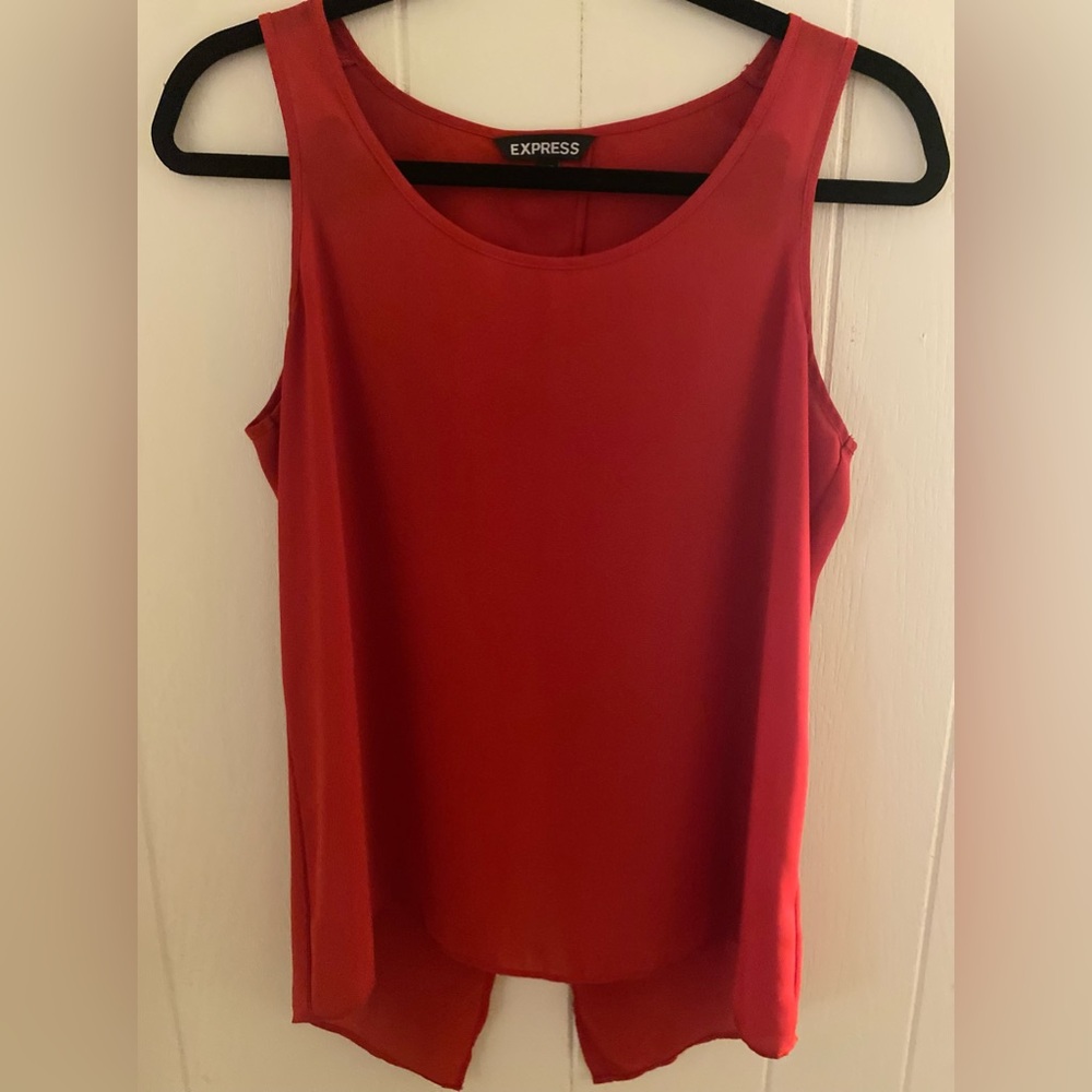 EXPRESS Size S Women's Top Pullover Sleeveless Round Neck Slit Back Red